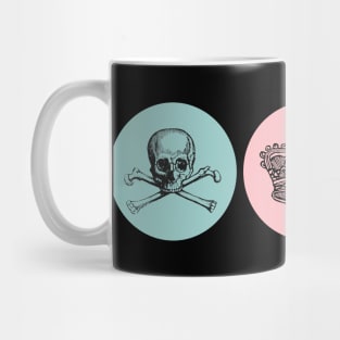 Halloween Omen and Portents, Skull and Crossbones, Crown, Memento Mori Beauty Mug